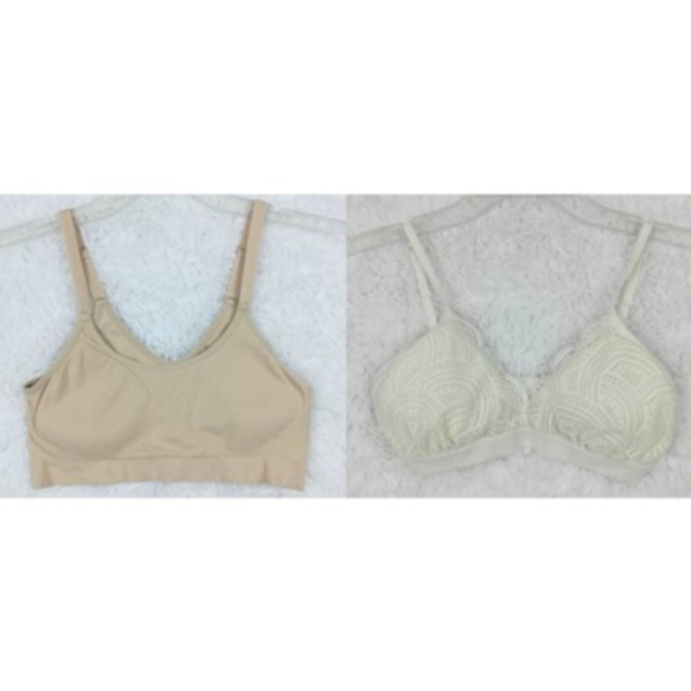 Nine West Bra Intimates Lot Of 2 Womens Bralette White Nude Wire Free Lace M New